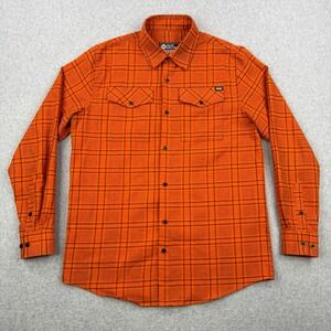 Violent Gentlemen Shirt Mens Medium Orange Plaid Flannel Long Sleeve Button Down